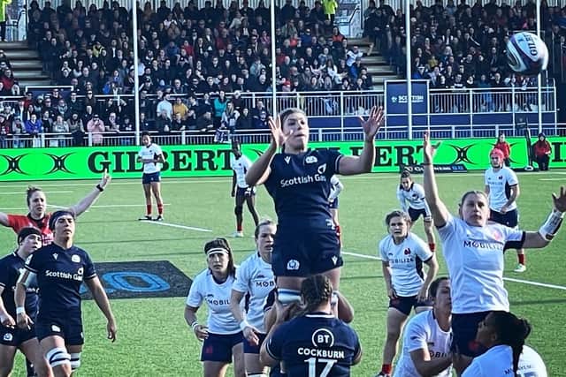 One of the thrilling moments from last weekend's Scotland-France rugby game at The Hive