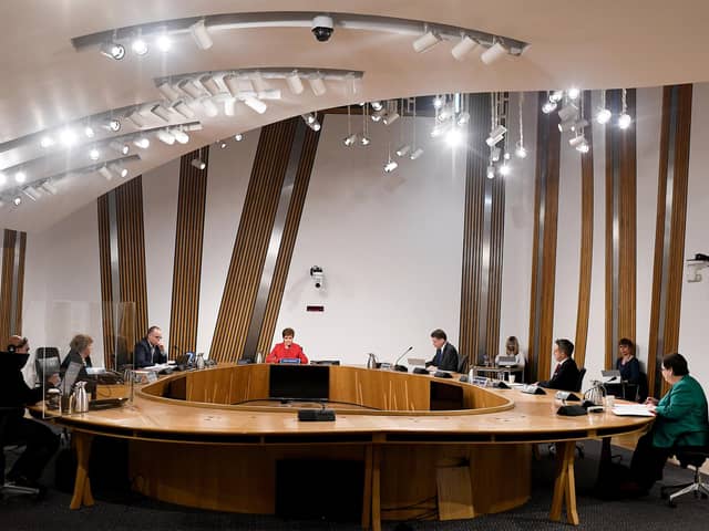 First Minister Nicola Sturgeon giving evidence to the Committee on the Scottish Government Handling of Harassment Complaints, at Holyrood in Edinburgh, examining the handling of harassment allegations against former first minister Alex Salmond. Picture: PA