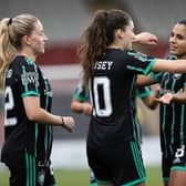 Celtic's Lucy Ashworth-Clifford, Clarissa Larisey and Jacynta were all on the scoresheet in a 7-0 win over Glasgow Women (Photo by Craig Williamson / SNS Group)
