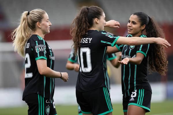 Celtic's Lucy Ashworth-Clifford, Clarissa Larisey and Jacynta were all on the scoresheet in a 7-0 win over Glasgow Women (Photo by Craig Williamson / SNS Group)