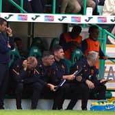 Rangers manager Giovanni van Bronckhorst during the cinch Premiership match at Easter Road against Hibs.
