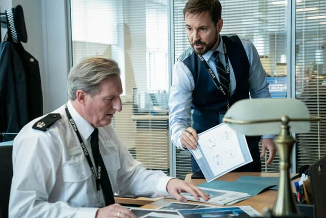 Adrian Dunbar as Superintendent Ted Hastings, Martin Compston as DS Steve Arnott.