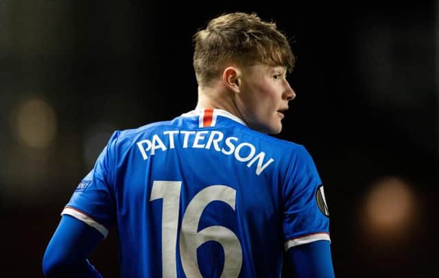 Rangers Nathan Patterson during a UEFA Europa League match between Rangers and Royal Antwerp at Ibrox Stadium, on February 25, 2021, when the substitute scored with his first touch. (Photo by Craig Williamson / SNS Group)