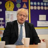 Prime Minister Boris Johnson during a visit at the Field End Infant school, in South Ruislip, following the local government elections. Picture date: Friday May 6, 2022.