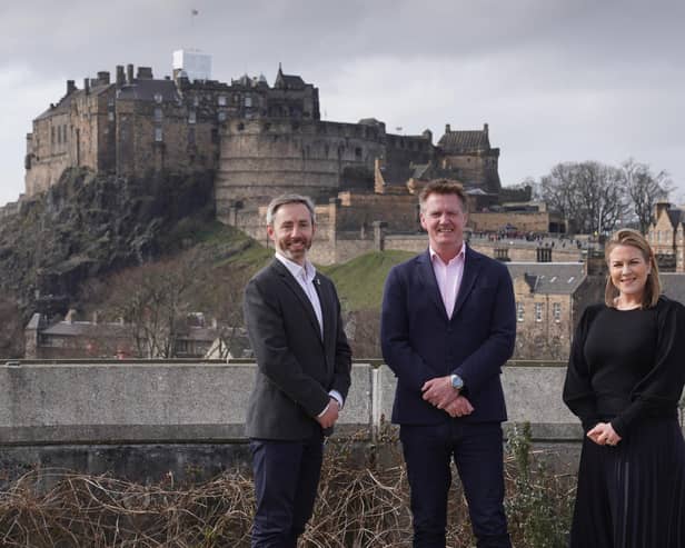 Rob Lang (Edinburgh Airport), Marshall Dallas (EICC) and Elaine Elder (National Museums of Scotland) from Convention Edinburgh's new advisory group. Picture: Stewart Attwood