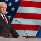 Newt Gingrich speaks at the Free Iran 2018 - the Alternative event held in Villepinte, north of Paris, in 2018. (Picture: Zakaria Abdelkafi /AFP via Getty Images)