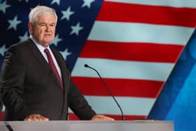 Newt Gingrich speaks at the Free Iran 2018 - the Alternative event held in Villepinte, north of Paris, in 2018. (Picture: Zakaria Abdelkafi /AFP via Getty Images)