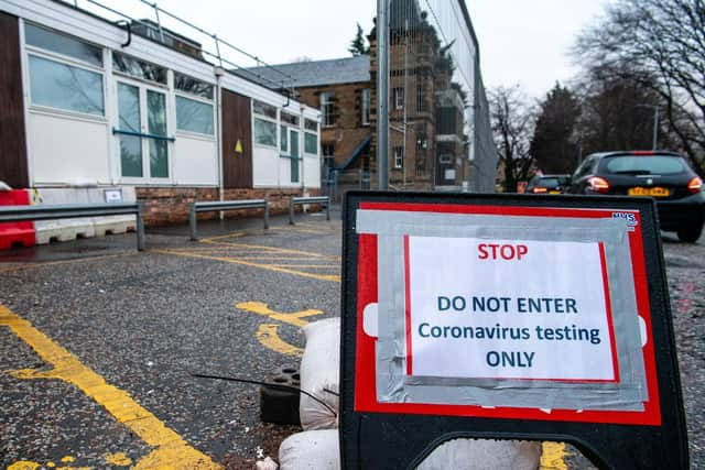 Drive-thru testing for coronavirus at the Western General Hospital picture: JPI Media