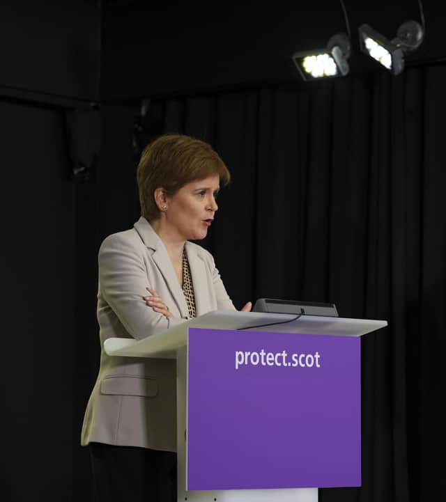 Nicola Sturgeon at a Covid briefing