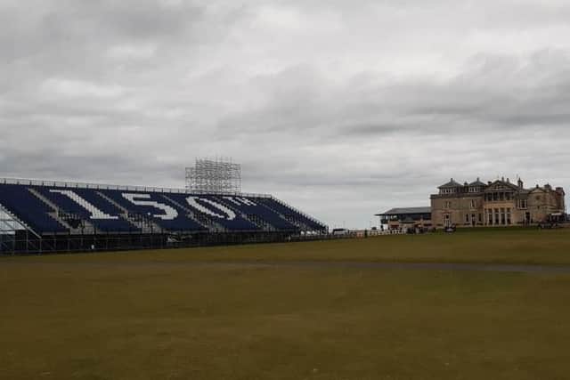 The grandstands are starting to go up around the Old Course at St Andrews for the 150th Open in July.