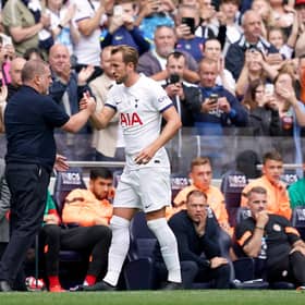 Harry Kane with Tottenham manager Ange Postecoglou after being substituted during the pre-season friendly win over Shakhtar Donetsk on Sunday.