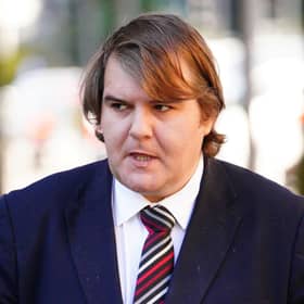 Jamie Wallis arrives at Cardiff Magistrates Court