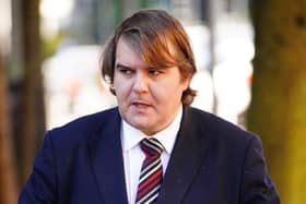 Jamie Wallis arrives at Cardiff Magistrates Court