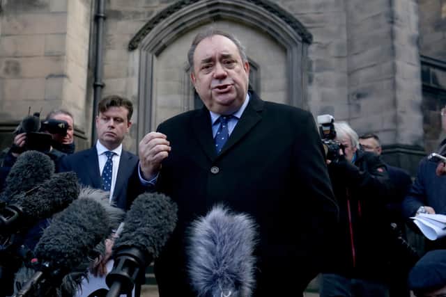 Alex Salmond speaks outside court after winning a judicial review case against the Scottish government's handling of harassment complaints against him (Picture: Jane Barlow/PA)