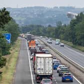 The road traffic collision led to significant tailbacks on the M9  (Picture: Michael Gillen)