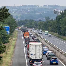 The road traffic collision led to significant tailbacks on the M9  (Picture: Michael Gillen)