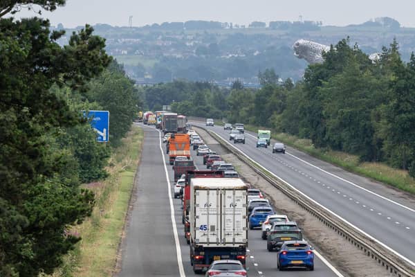 The road traffic collision led to significant tailbacks on the M9  (Picture: Michael Gillen)