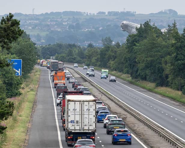 The road traffic collision led to significant tailbacks on the M9  (Picture: Michael Gillen)