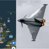 Typhoon jets are flown from RAF Lossiemouth/ The 'planefinder' flight tracker map.