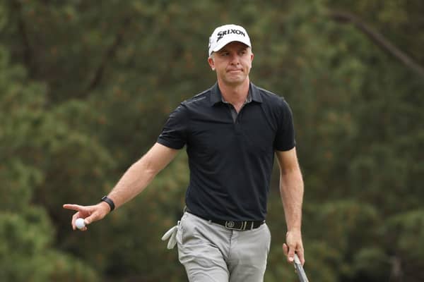 Martin Laird reacts after making a birdie on the first green during the third round of the Masters at Augusta National Golf Club. Picture: Kevin C. Cox/Getty Images.