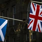 Scottish flag hanging next to Union Jack
