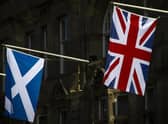 Scottish flag hanging next to Union Jack