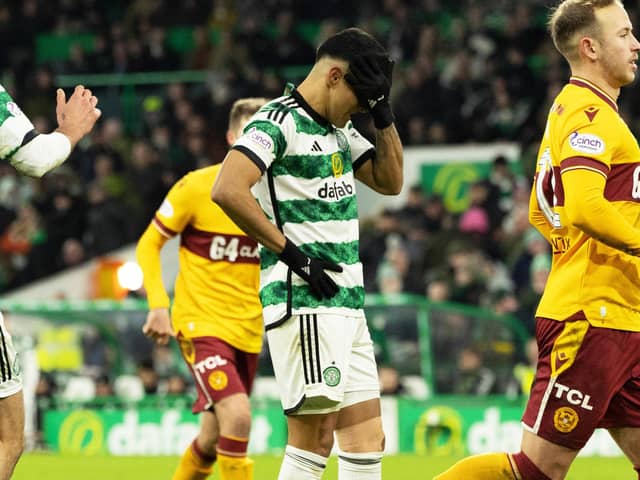 Luis Palma became the third Celtic player to miss a penalty this season in the 1-1 draw with Motherwell. (Photo by Craig Foy / SNS Group)