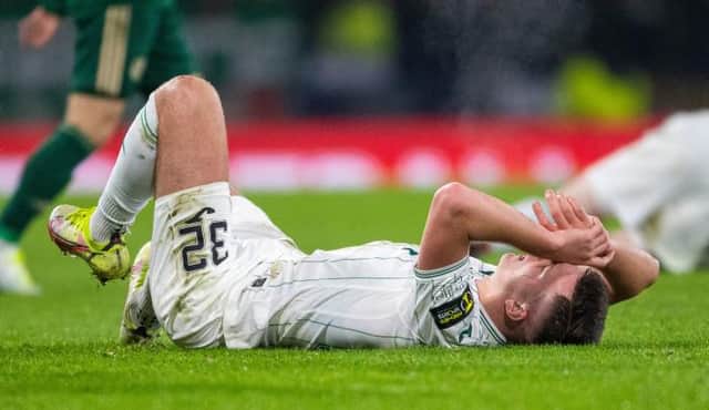 Hibs' Josh Campbell at full time during the Premier Sports Cup Final between Celtic and Hibernian at Hampden. (Photo by Ross MacDonald / SNS Group)