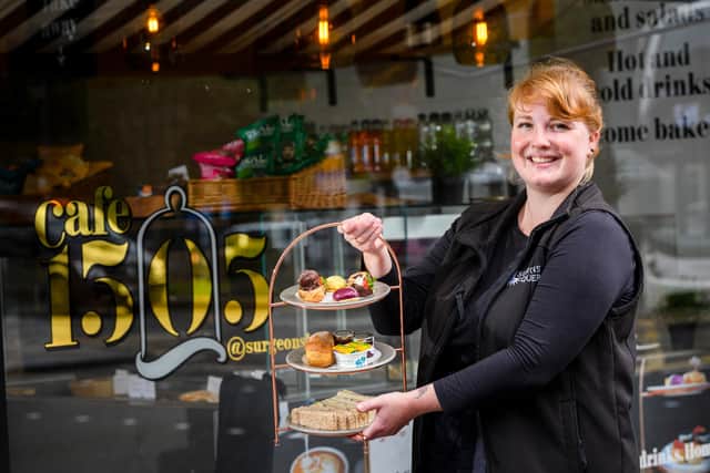 Barista Andi Muheim shows some of the fine fayre on offer