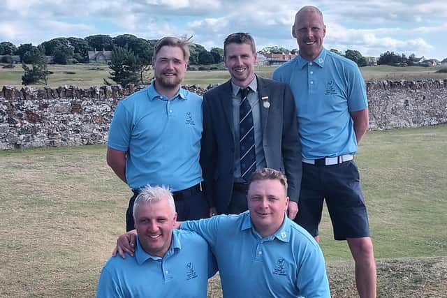 Craigielaw's winning team in the County Cup pictured with Martin Hay, captain of host club Kilspindie.