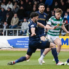 James Forrest evades Dundee's Jordan McGhee and Ricki Lamie to score his and Celtic's second. (Photo by Craig Foy / SNS Group)