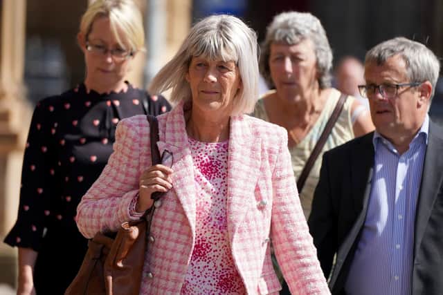 Jane Midgley, mother of victim Simon Midgley, arrives for the fatal accident inquiry (FAI) into the deaths of two men in the Cameron House fire, at Paisley Sheriff Court. Picture: Andrew Milligan/PA Wire