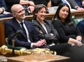 SNP Westminster leader Stephen Flynn (left) sitting next to deputy leader Mhairi Black (centre) at Prime Minister's Questions. Picture: Jessica Taylor/UK PARLIAMENT/AFP via Getty Images