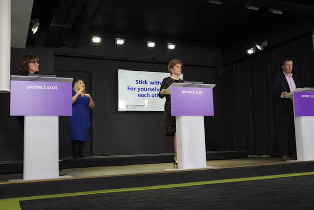 COVID-19 press conference - 23 October 2020
Scottish Government COVID-19 press conference at St. Andrew's House, Edinburgh with the First Minister, Nicola Sturgeon, Health Secretary, Jeane Freeman and National Clinical Director, Professor Jason Leitch.