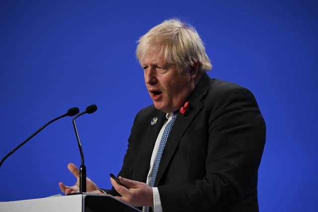 Prime Minister Boris Johnson speaks during a press conference on day eleven of the COP26 climate change conference at the SEC. Picture: Jeff J Mitchell/Getty Images