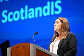 Karen Meechan, the ScotlandIS chief executive, pictured at the ScotSoft conference in 2023. Picture: Greg Macvean