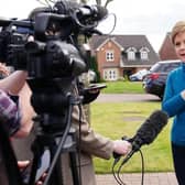 Nicola Sturgeon speaking to the media outside her home. Picture: Jane Barlow/PA Wire