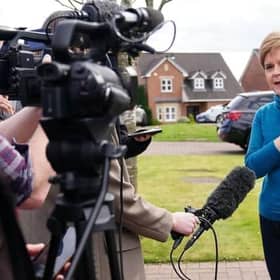 Nicola Sturgeon speaking to the media outside her home. Picture: Jane Barlow/PA Wire