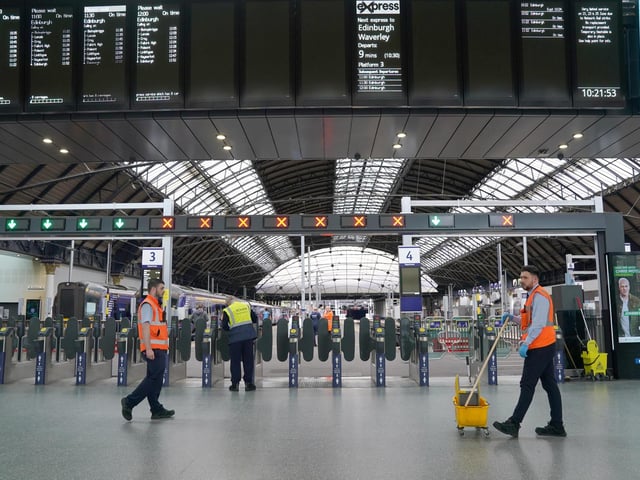 Glasgow Queen Street station was very quiet on Tuesday morning with just a handful of passengers waiting for trains.