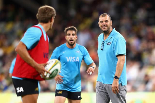 Michael Cheika, right, took over as Argentina head coach in March. (Photo by Chris Hyde/Getty Images)