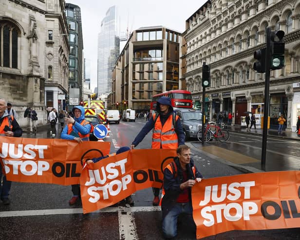 Just Stop Oil protesters block a road in London last year. Picture: Jeff J Mitchell/Getty Images