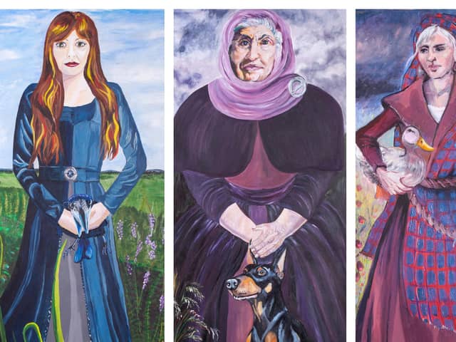 Portraits of women executed in Dalkeith for witchcraft will now hang in the town with (left to right) Christian Paterson, Beatrix Leslie and Janet Cook among those now immortalised. PIC: Dalkeith Arts.