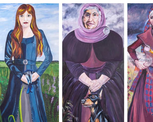 Portraits of women executed in Dalkeith for witchcraft will now hang in the town with (left to right) Christian Paterson, Beatrix Leslie and Janet Cook among those now immortalised. PIC: Dalkeith Arts.