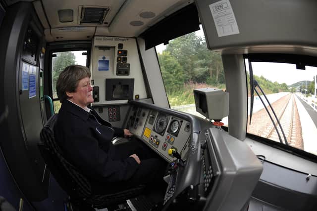 ScotRail driver Yvonne Reid on a Borders Railway train in 2015, when the operator only had around 50 female drivers compared to 89 now. (Photo by Andy Buchanan/AFP/Getty Images)