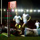 Ryan Conbeer of Scarlets scores a try.
(Photo: Ben Evans/Huw Evans/Shutterstock -12835296bc)