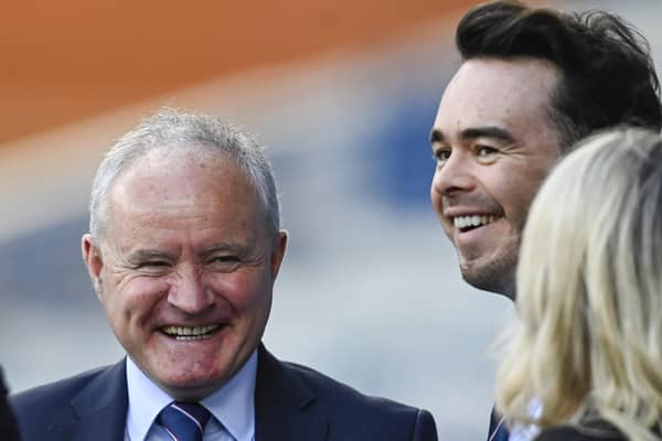 GLASGOW, SCOTLAND - APRIL 15: In-coming Rangers  chief executive James Bisgrove (pictured right) maintains he and chairman John Bennett will be open to engagement and constructive dialogue as he hints at the club's resetting their relations with such as the SPFL. (Photo by Rob Casey / SNS Group)