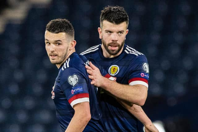 Goalscorers John McGinn and Grant Hanley at full time