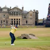 Spain's Sergio Garcia tees off the 18th during day four of The Open at the Old Course, St Andrews. Picture date: Sunday July 17, 2022. PA Photo. See PA story GOLF Open. Photo credit should read: David Davies/PA Wire.