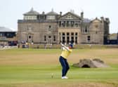 Spain's Sergio Garcia tees off the 18th during day four of The Open at the Old Course, St Andrews. Picture date: Sunday July 17, 2022. PA Photo. See PA story GOLF Open. Photo credit should read: David Davies/PA Wire.