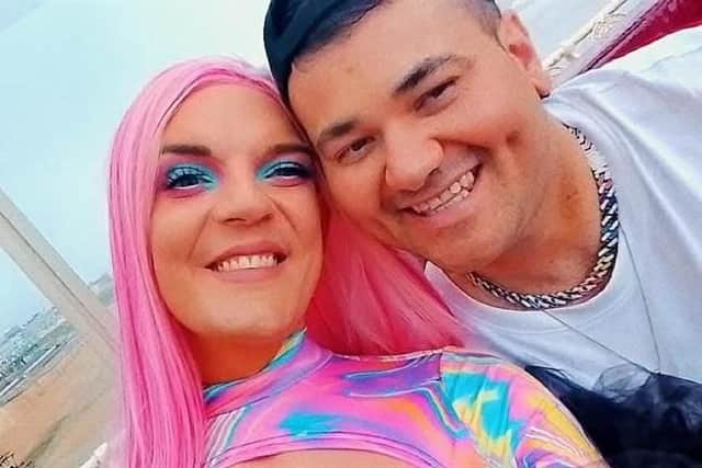 Brian with UK drag artist Christal Glitterbang at Blackpool Pride